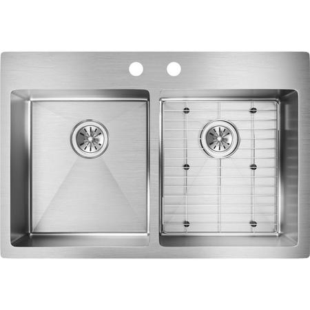 ELKAY Elkay Crosstown 33"x22"x9", Equal 2-Bowl Dual Mount Sink Kit SS ECTSR33229TBG2